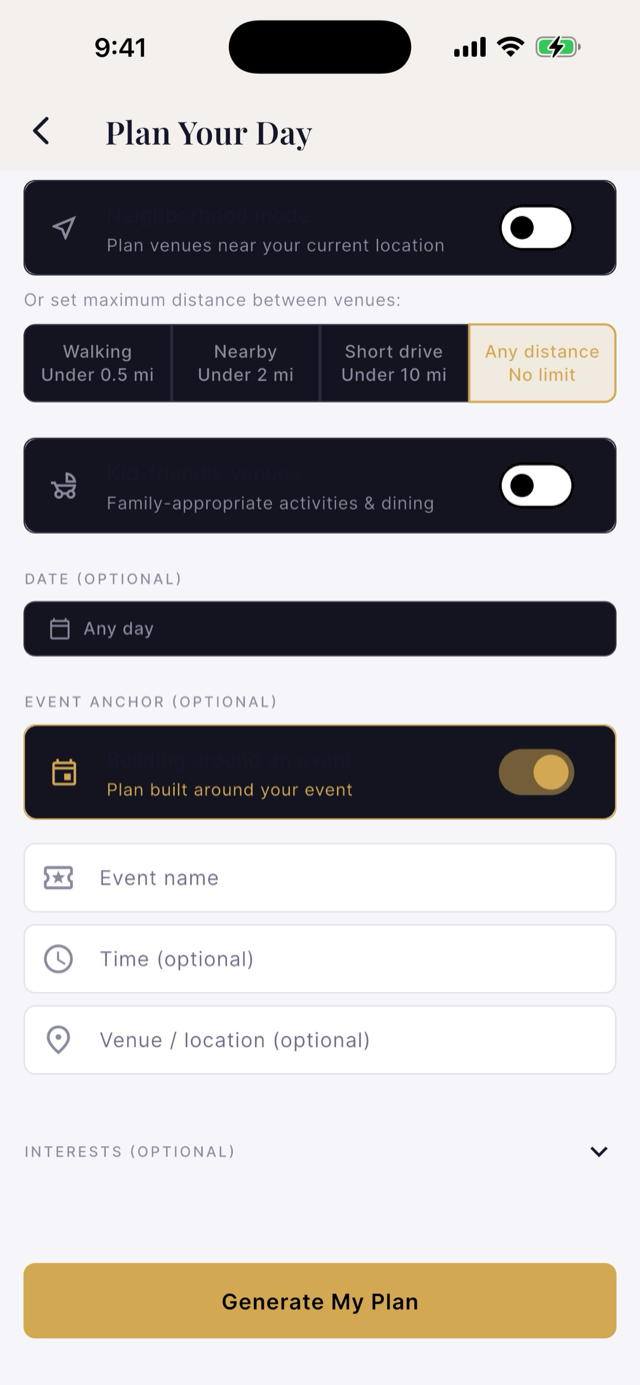 Event Anchor — plan around a fixed event